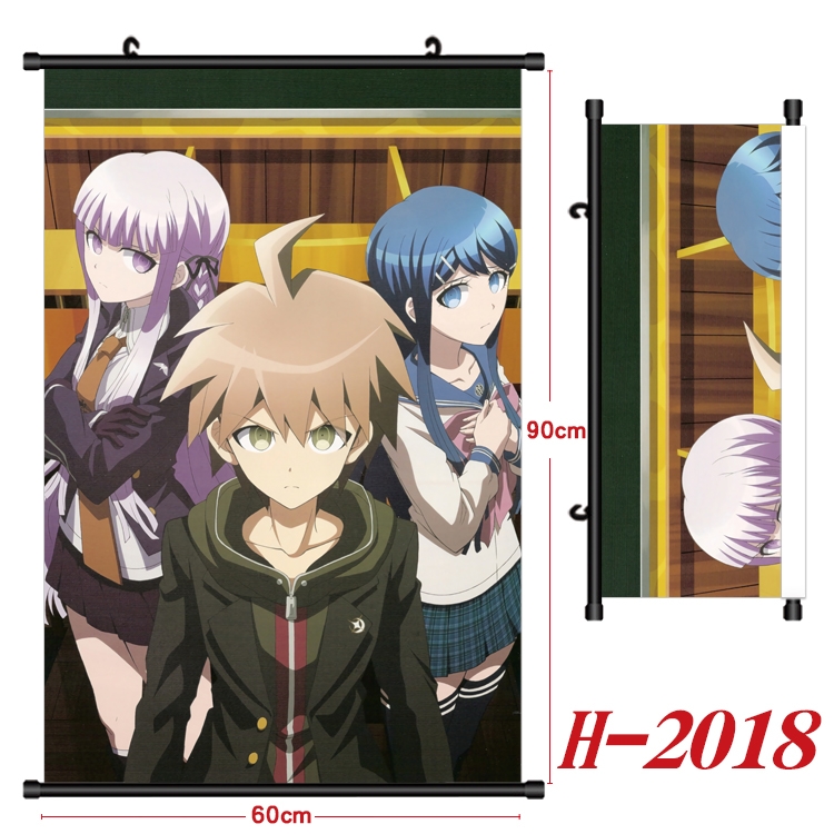 Dangan-Ronpa Anime Black Plastic Rod Canvas Painting Wall Scroll 60X90CM H-2018