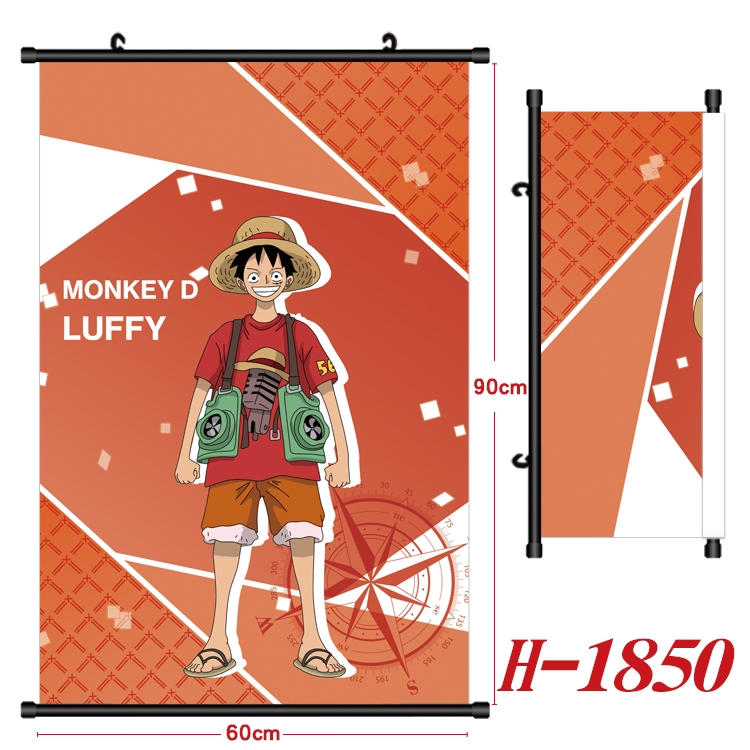 One Piece Anime Black Plastic Rod Canvas Painting Wall Scroll 60X90CM H-1850