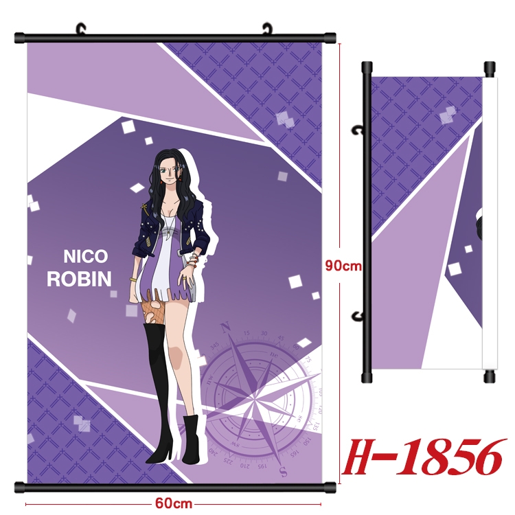 One Piece Anime Black Plastic Rod Canvas Painting Wall Scroll 60X90CM  H-1856