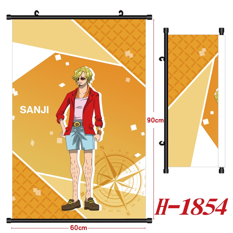 One Piece Anime Black Plastic Rod Canvas Painting Wall Scroll 60X90CM H-1854