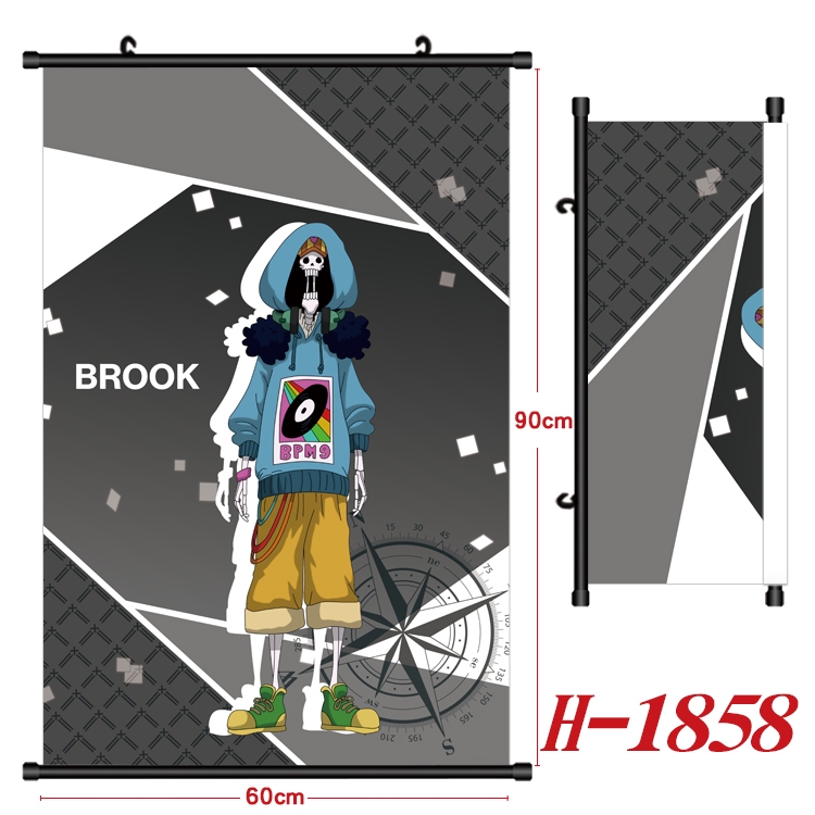 One Piece Anime Black Plastic Rod Canvas Painting Wall Scroll 60X90CM  H-1858