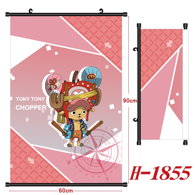 One Piece Anime Black Plastic Rod Canvas Painting Wall Scroll 60X90CM  H-1855