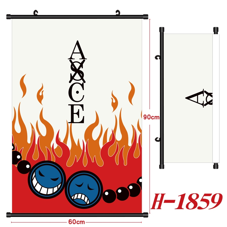 One Piece Anime Black Plastic Rod Canvas Painting Wall Scroll 60X90CM  H-1859