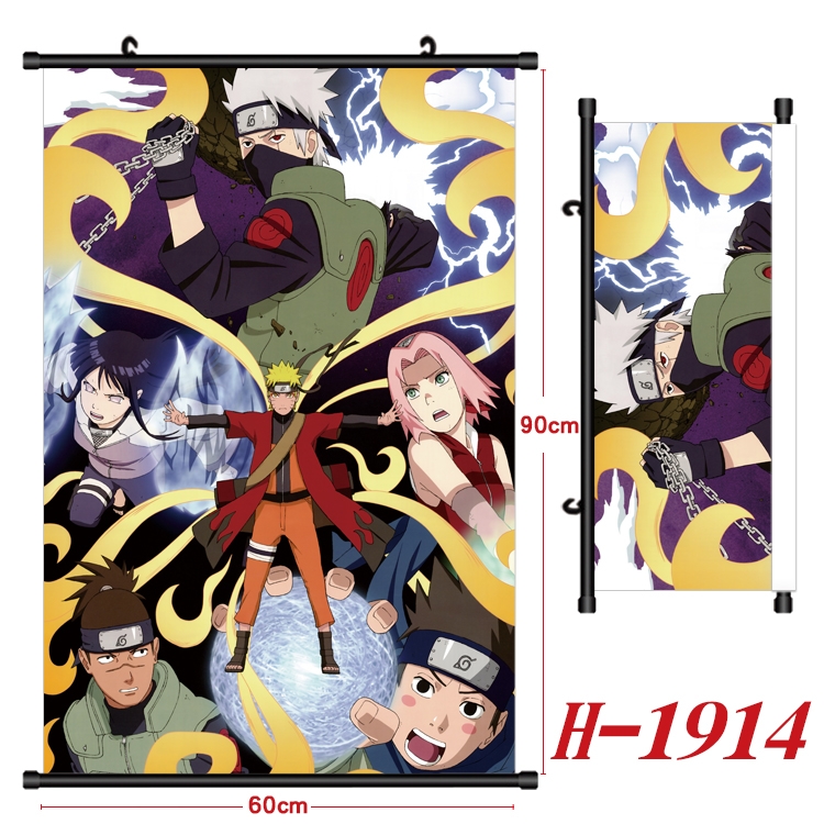 Naruto Anime Black Plastic Rod Canvas Painting Wall Scroll 60X90CM H-1914