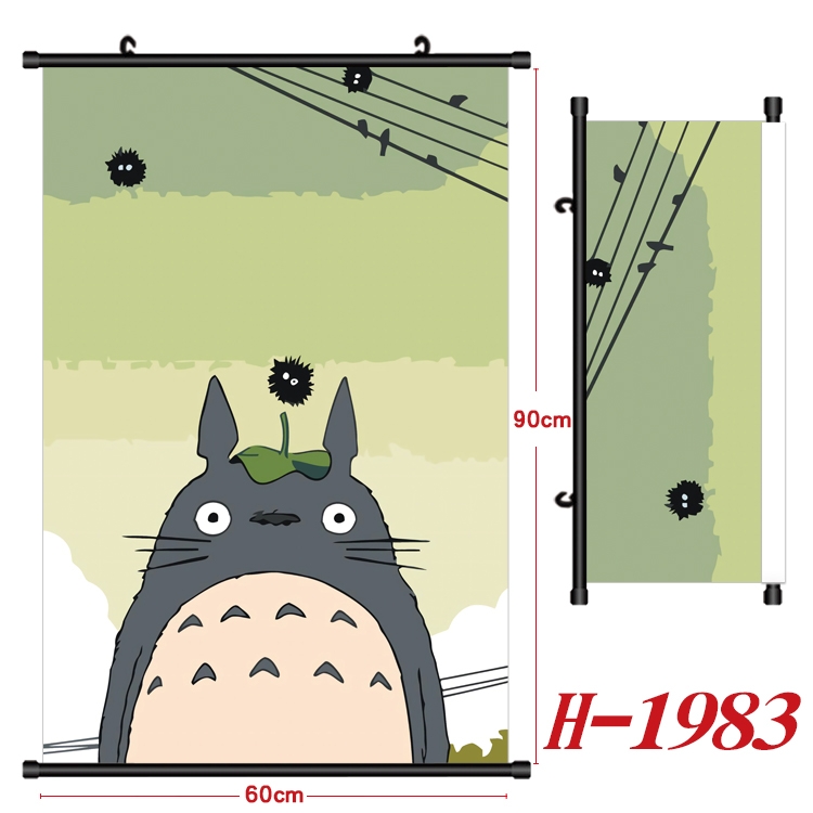 TOTORO Anime Black Plastic Rod Canvas Painting Wall Scroll 60X90CM  H-1983
