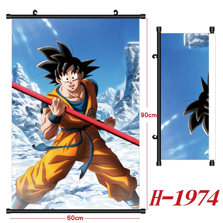 DRAGON BALL Anime Black Plastic Rod Canvas Painting Wall Scroll 60X90CM H-1974