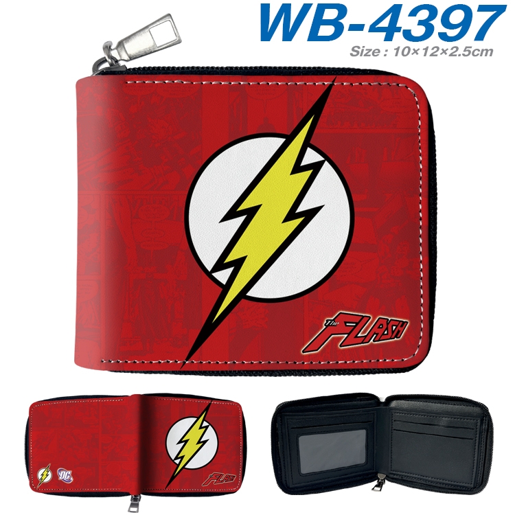 Superhero Movie Anime full-color short full zip two fold wallet 10x12x2.5cm WB-4397A