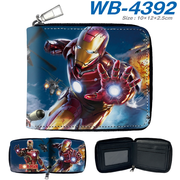 Superhero Movie Anime full-color short full zip two fold wallet 10x12x2.5cm WB-4392A