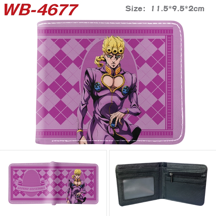 JoJos Bizarre Adventure Animation color PU leather half fold wallet 11.5X9X2CM WB-4677A
