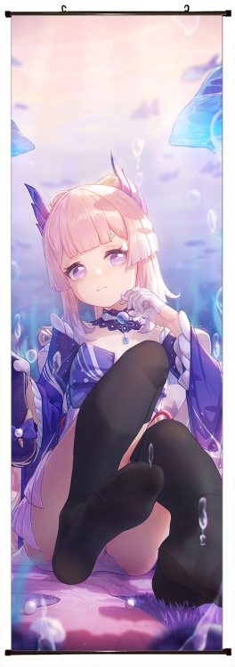 Genshin Impact Anime black Plastic rod Cloth painting Wall Scroll 60X170CM