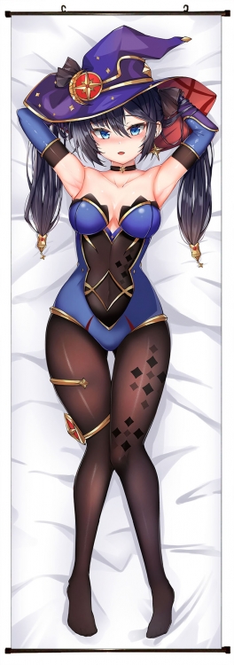 Genshin Impact Anime black Plastic rod Cloth painting Wall Scroll 60X170CM  Y1-200