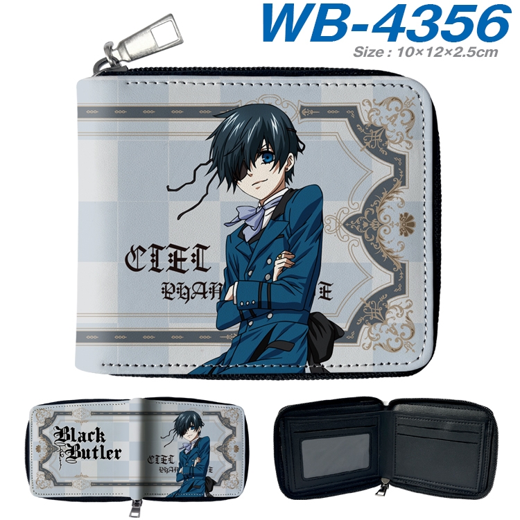 Kuroshitsuji Anime full-color short full zip two fold wallet 10x12x2.5cm WB-4356A