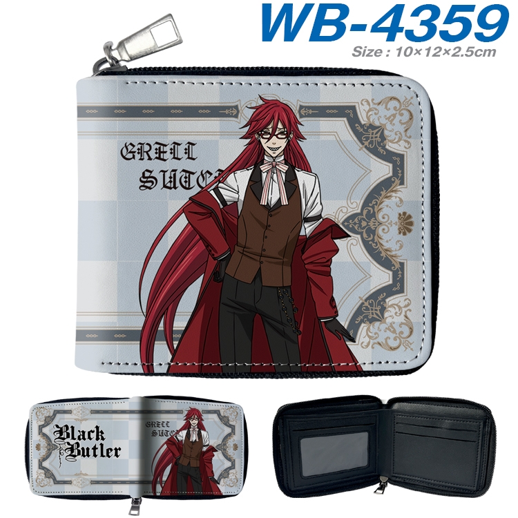 Kuroshitsuji Anime full-color short full zip two fold wallet 10x12x2.5cm WB-4359A