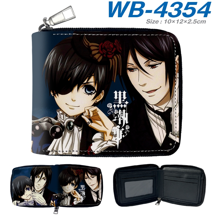Kuroshitsuji Anime full-color short full zip two fold wallet 10x12x2.5cm WB-4354A
