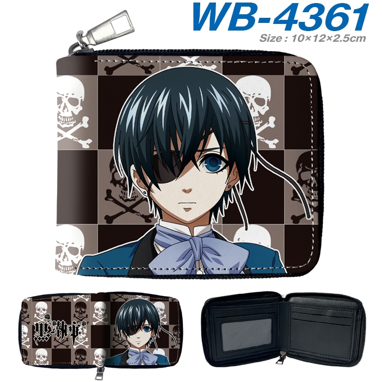 Kuroshitsuji Anime full-color short full zip two fold wallet 10x12x2.5cm WB-4361A