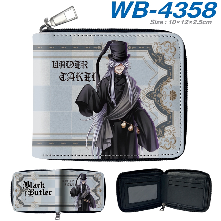 Kuroshitsuji Anime full-color short full zip two fold wallet 10x12x2.5cm WB-4358A