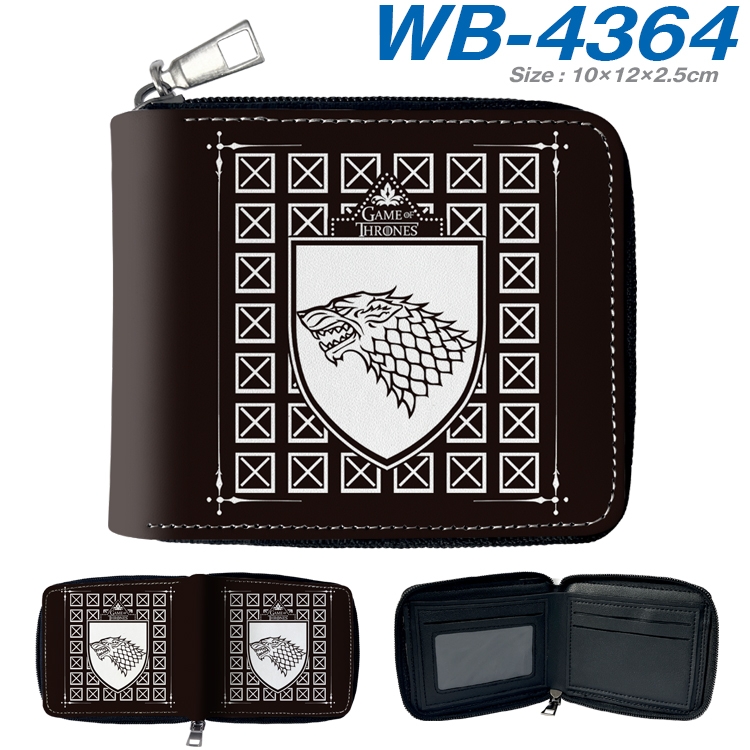 Game of Thrones Anime full-color short full zip two fold wallet 10x12x2.5cm WB-4364A