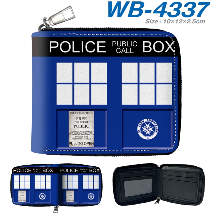 Doctor Who Anime full-color short full zip two fold wallet 10x12x2.5cm WB-4337A