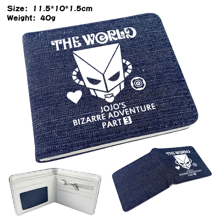 JoJos Bizarre Adventure Anime surrounding denim folding color picture wallet 11.5X10X1.5CM