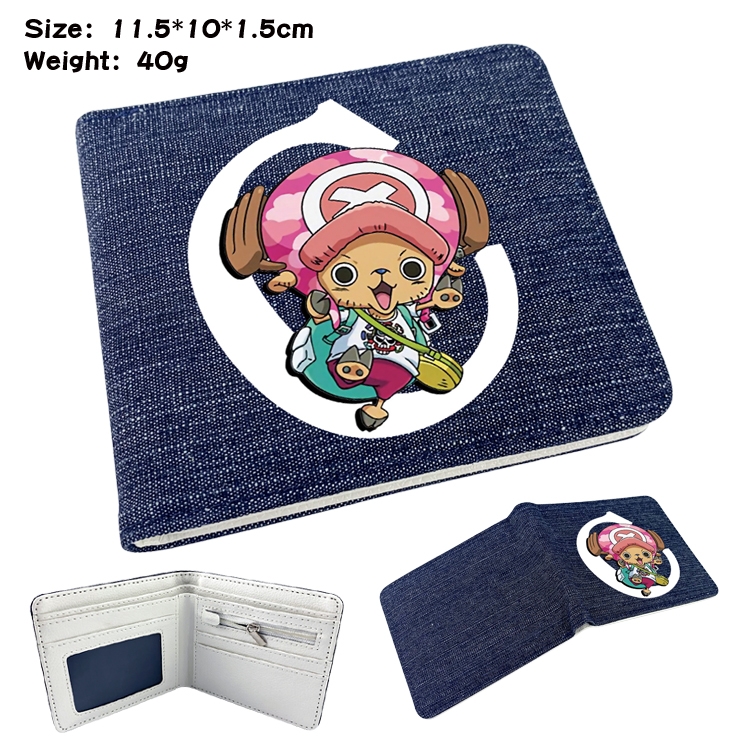 One Piece Anime surrounding denim folding color picture wallet 11.5X10X1.5CM