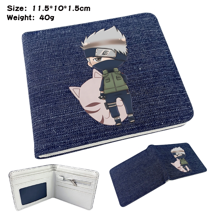Naruto Anime surrounding denim folding color picture wallet 11.5X10X1.5CM