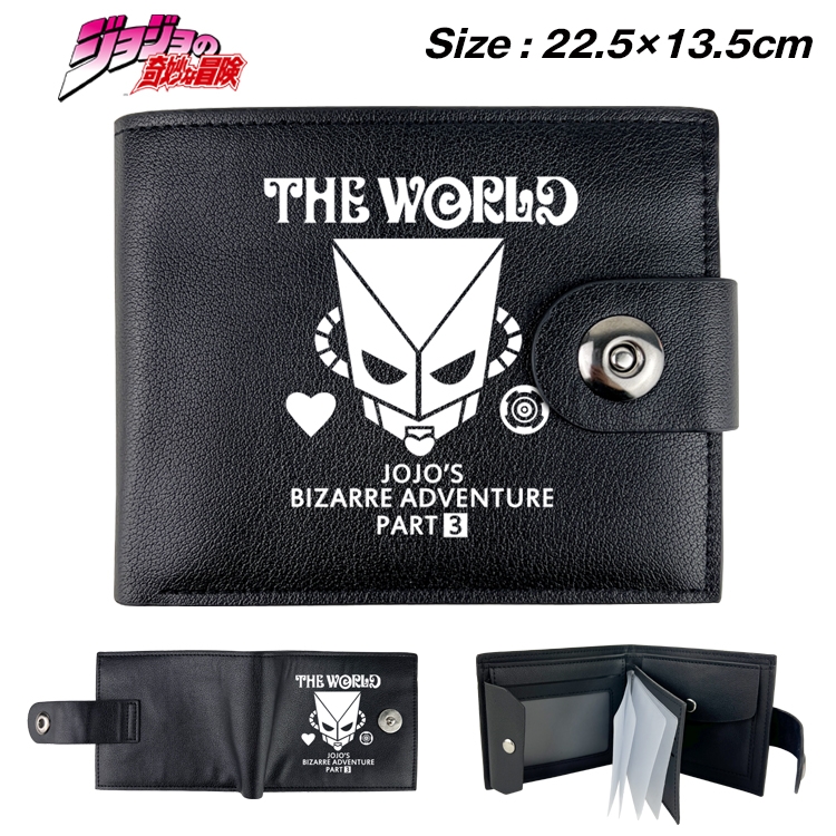 JoJos Bizarre Adventure Animation snap fastener black pickup bag wallet 22.5X13.5CM
