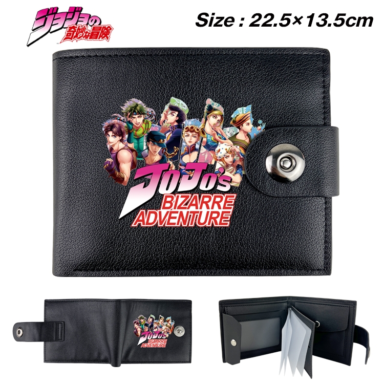 JoJos Bizarre Adventure Animation snap fastener black pickup bag wallet 22.5X13.5CM