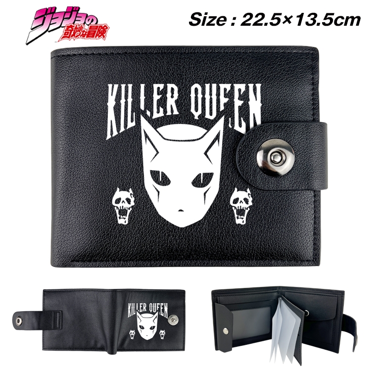 JoJos Bizarre Adventure Animation snap fastener black pickup bag wallet 22.5X13.5CM