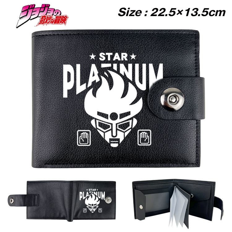 JoJos Bizarre Adventure Animation snap fastener black pickup bag wallet 22.5X13.5CM