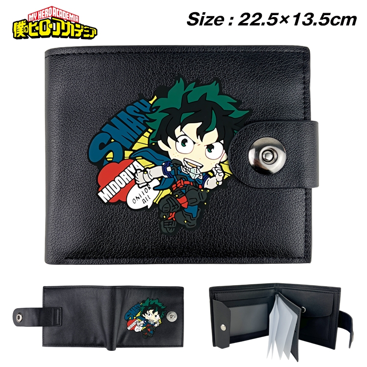 My Hero Academia Animation snap fastener black pickup bag wallet 22.5X13.5CM