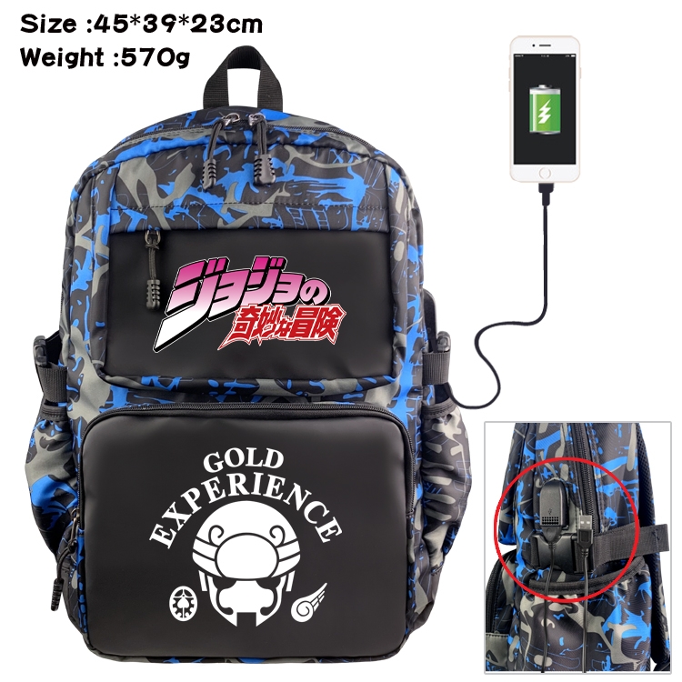 JoJos Bizarre Adventure Anime waterproof nylon camouflage backpack 45X39X23CM