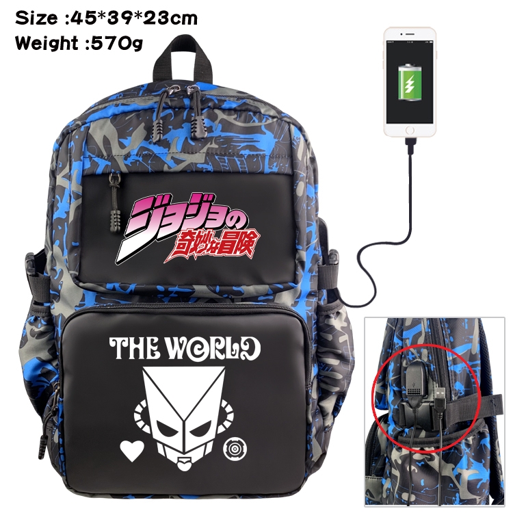 JoJos Bizarre Adventure Anime waterproof nylon camouflage backpack 45X39X23CM