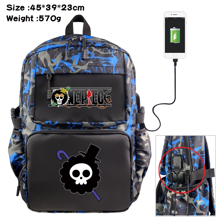 One Piece Anime waterproof nylon camouflage backpack School Bag 45X39X23CM