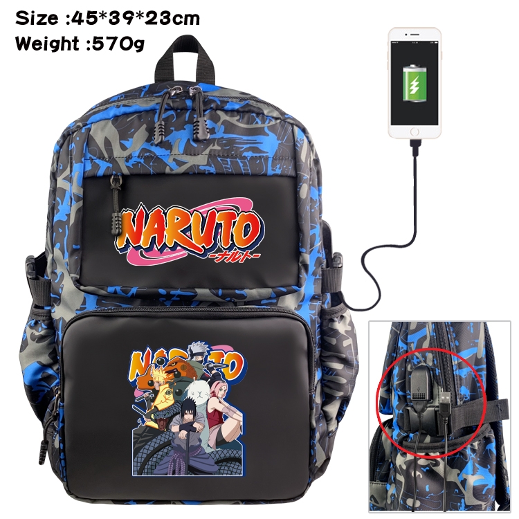 Naruto Anime waterproof nylon camouflage backpack School Bag 45X39X23CM