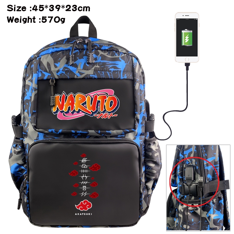Naruto Anime waterproof nylon camouflage backpack School Bag 45X39X23CM