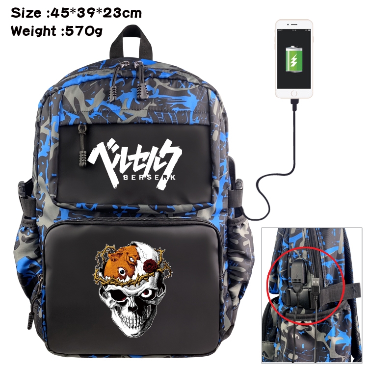 Berserk Anime waterproof nylon camouflage backpack School Bag 45X39X23CM