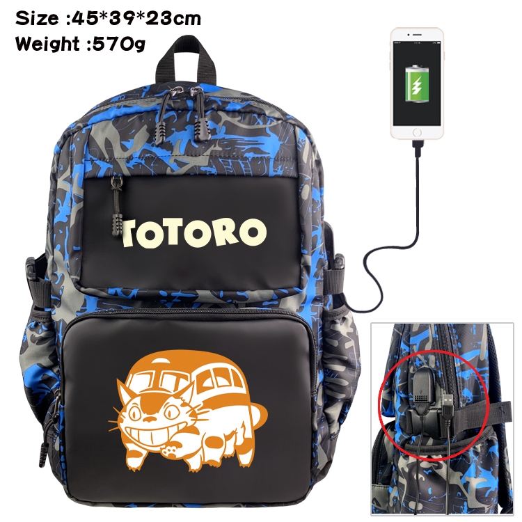 TOTORO Anime waterproof nylon camouflage backpack School Bag 45X39X23CM