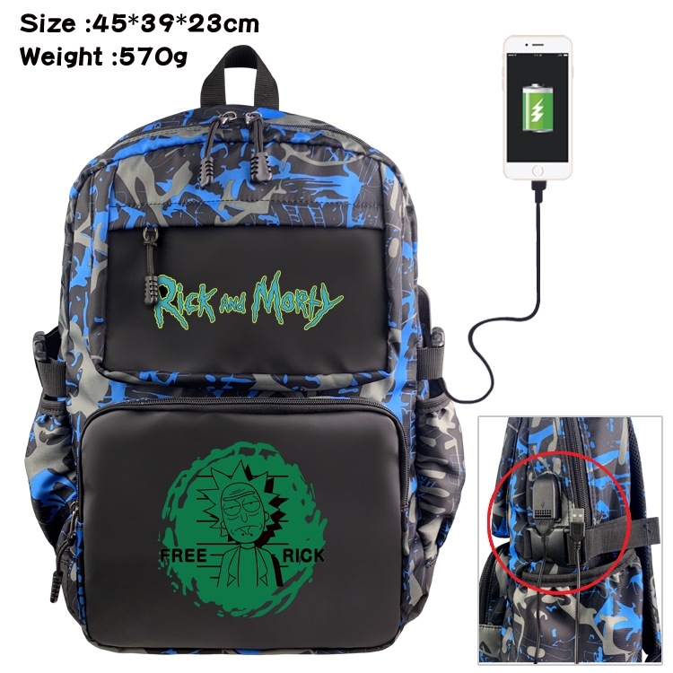 Rick and Morty Anime waterproof nylon camouflage backpack School Bag 45X39X23CM
