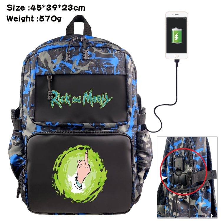 Rick and Morty Anime waterproof nylon camouflage backpack School Bag 45X39X23CM