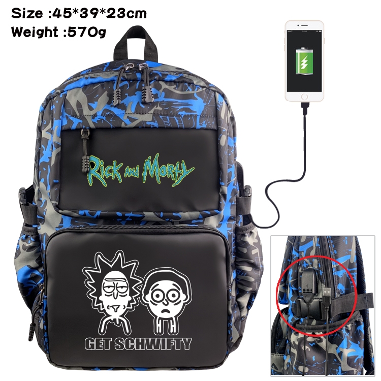 Rick and Morty Anime waterproof nylon camouflage backpack School Bag 45X39X23CM