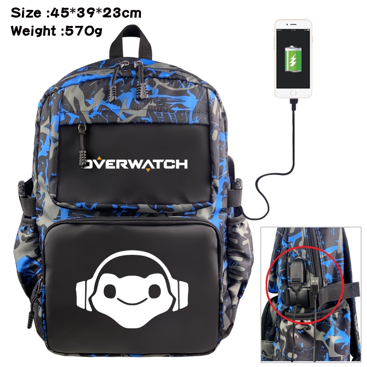 Overwatch Anime waterproof nylon camouflage backpack School Bag 45X39X23CM