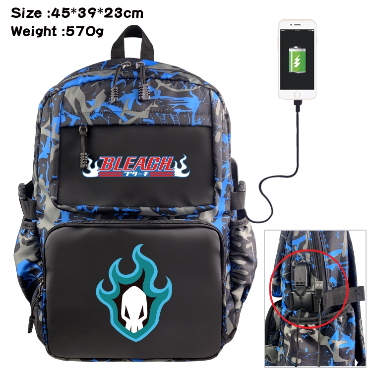 Bleach Anime waterproof nylon camouflage backpack School Bag 45X39X23CM