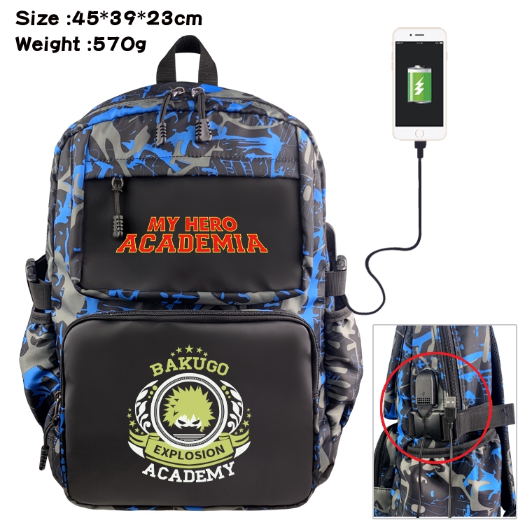 My Hero Academia Anime waterproof nylon camouflage backpack School Bag 45X39X23CM