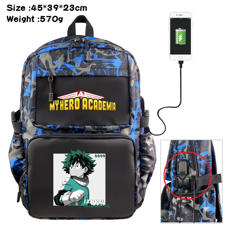 My Hero Academia Anime waterproof nylon camouflage backpack School Bag 45X39X23CM