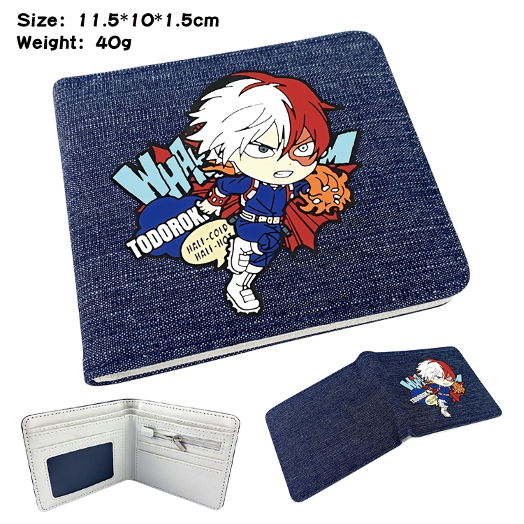 My Hero Academia  Anime denim folding full-color wallet 11.5X10X1.5CM