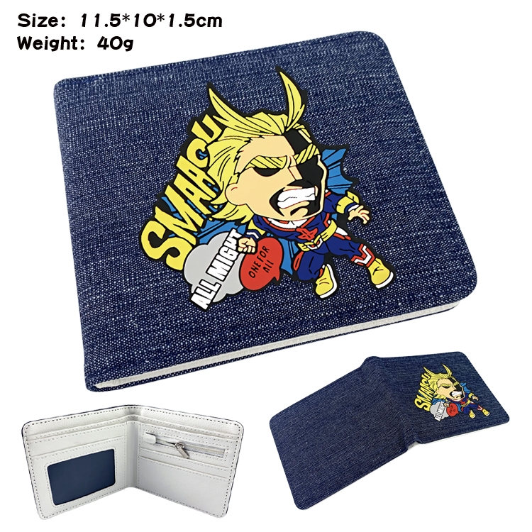 My Hero Academia  Anime denim folding full-color wallet 11.5X10X1.5CM
