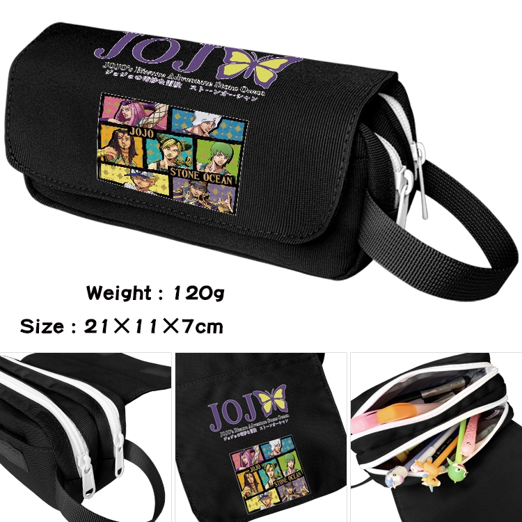JoJos Bizarre Adventure Anime waterproof canvas portable double-layer pencil bag cosmetic bag 21x11x7cm