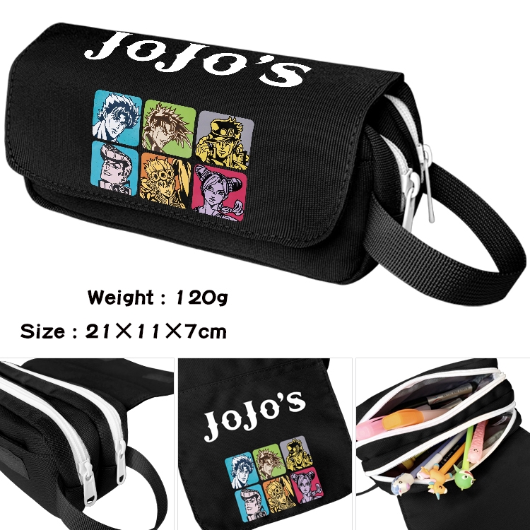 JoJos Bizarre Adventure Anime waterproof canvas portable double-layer pencil bag cosmetic bag 21x11x7cm