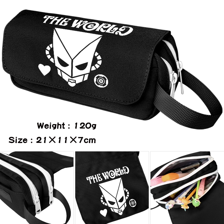 JoJos Bizarre Adventure Anime waterproof canvas portable double-layer pencil bag cosmetic bag 21x11x7cm