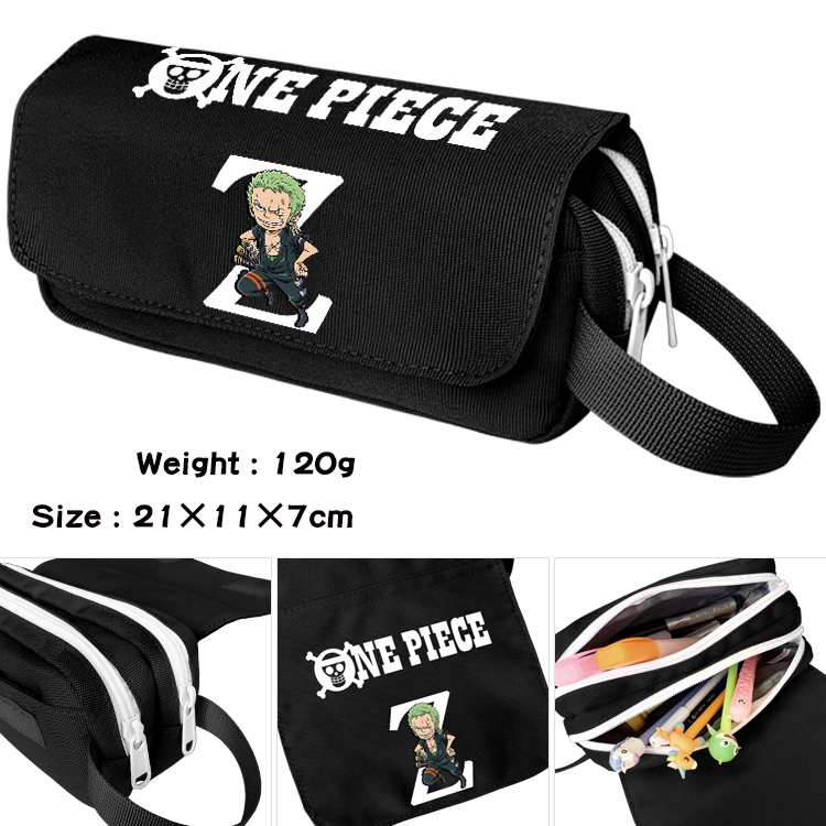 One Piece Anime waterproof canvas portable double-layer pencil bag cosmetic bag 21x11x7cm